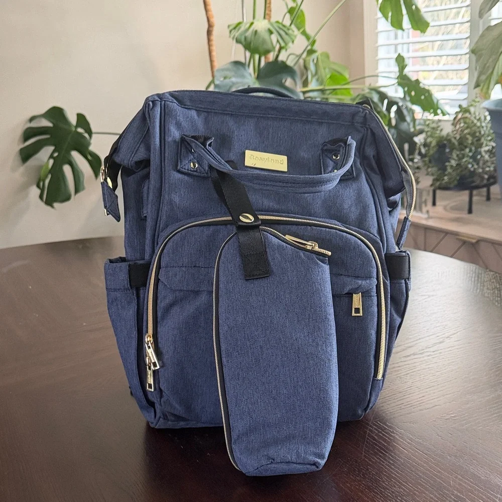 Cosyland Diaper Bag Backpack Blue Baby Bag Changing Pad Multi Pocket Travel